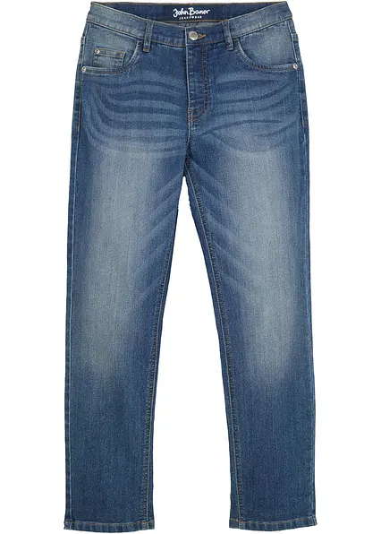 Slim-Fit-Jeans mit verstellbarem Bund, Straight in blau von vorne - bonprix