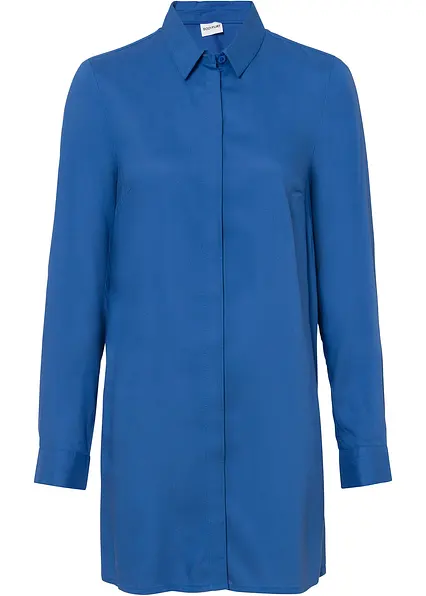 Longbluse mit Schlitz aus fließender Viskose in blau von vorne - bonprix