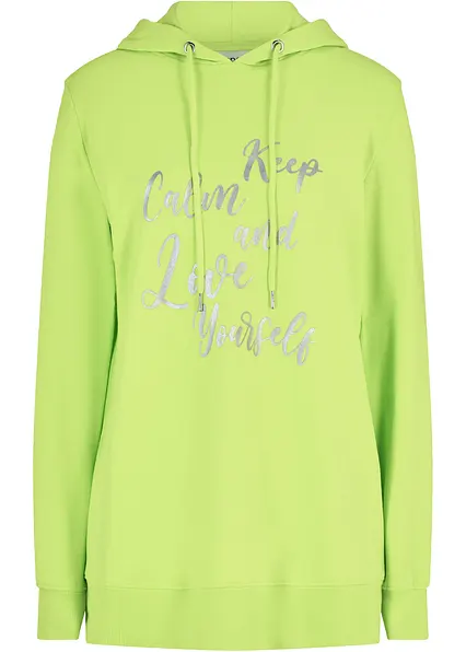 Hoodie aus reiner Bio Baumwolle in grün von vorne - bonprix