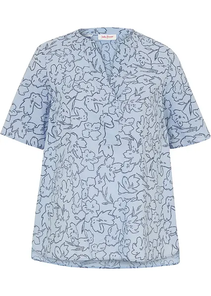 Tunikabluse aus reiner Baumwolle in blau von vorne - bonprix