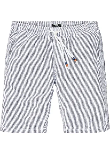 Regular Fit Bermuda aus luftigem Leinen-Mix in blau von vorne - bonprix