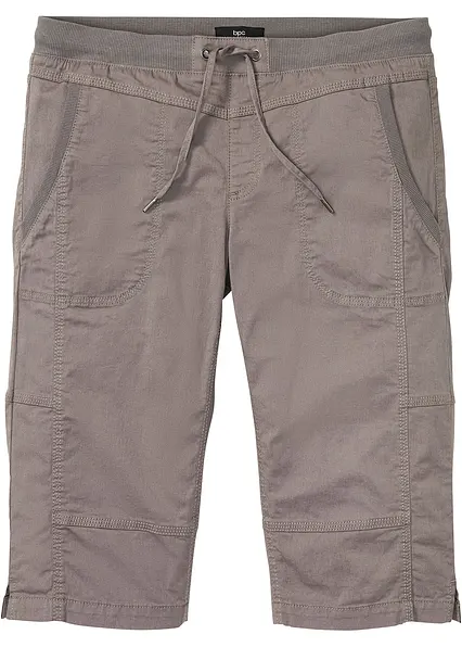 Stretch-Long-Bermuda mit Komfortschnitt, Regular Fit in grau von vorne - bonprix