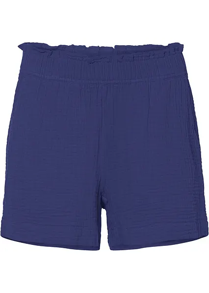 Musselin-Shorts aus reiner Baumwolle in lila von vorne - bonprix