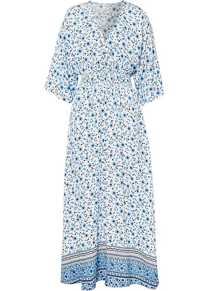 Maxikleid aus reiner Viskose in blau von vorne - bonprix