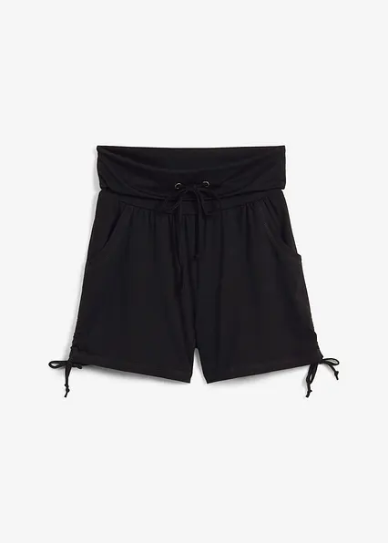 Shorts mit Raffung in schwarz von vorne - bonprix