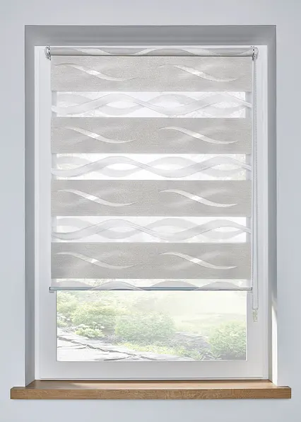 Jacquard Doppelrollo zweifarbig in beige - bonprix