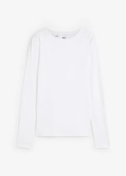 Langarmshirt aus reiner Bio-Baumwolle in weiß von vorne - bonprix