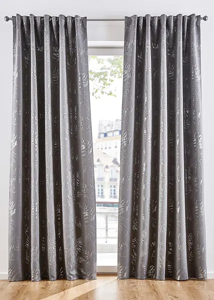 Abdunkelnder Vorhang mit Glanz Druck (1er Pack) in grau - bonprix