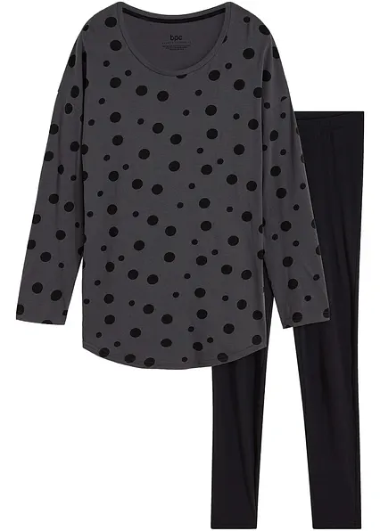 Oversized Pyjama mit Leggings in grau von vorne - bonprix