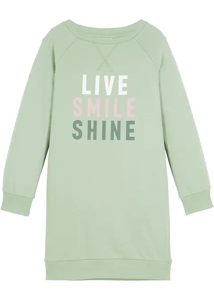 Sweatkleid aus reiner Bio-Baumwolle in grün von vorne - bonprix