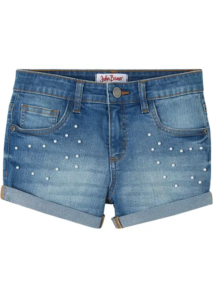 Jeans-Shorts Mid Waist in blau von vorne - bonprix