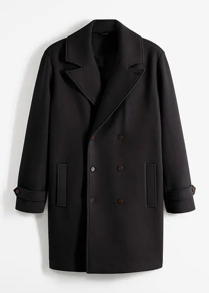 Blazer-Mantel mit Woll-Anteil in schwarz von vorne - bonprix