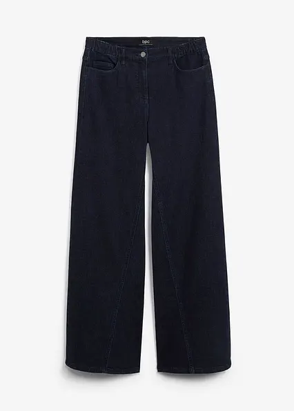 Wide-Leg-Jeans High Waist, Bequembund in blau von vorne - bonprix