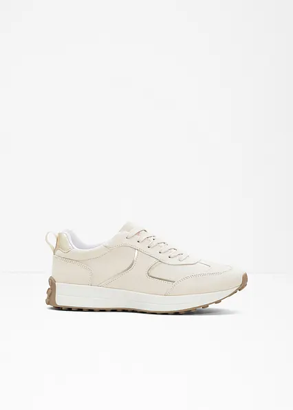 Sneaker mit Metallic-Details in beige von vorne - bonprix