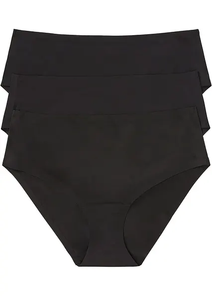 Feel Comfort Nahtlose Panty (3er Pack) in schwarz von vorne - bonprix