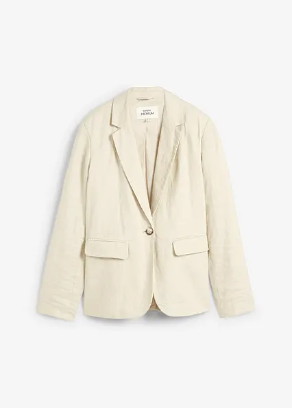 Blazer aus reinem Leinen in beige von vorne - bonprix