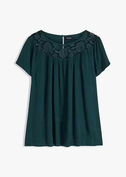 Bluse mit Spitze in grün von vorne - bonprix