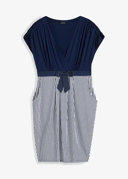 Jerseykleid in blau von vorne - bonprix