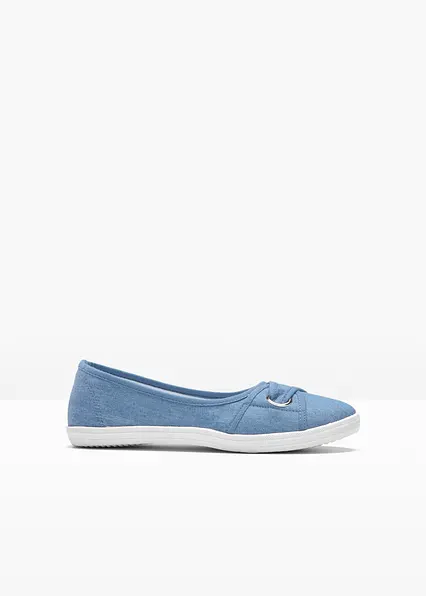 Ballerinas aus Baumwoll-Canvas in blau von vorne - bonprix