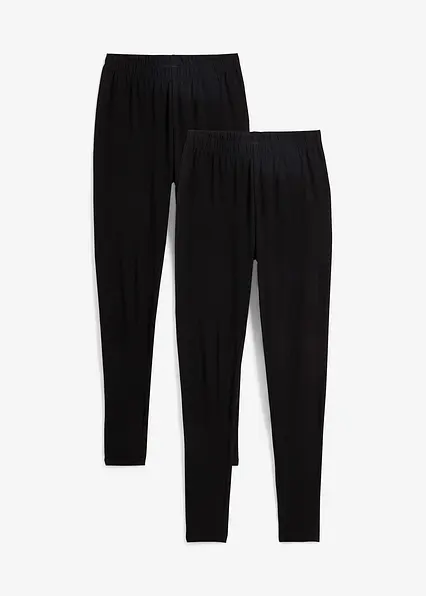 Leggings mit reiner Bio-Baumwolle (2er Pack) in schwarz von vorne - bonprix