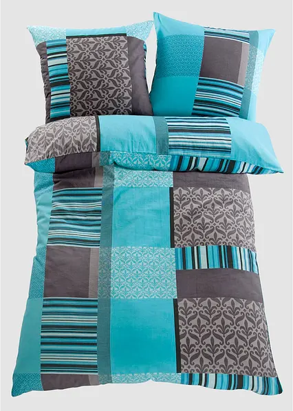 Bettwäsche mit Karos in blau - bonprix