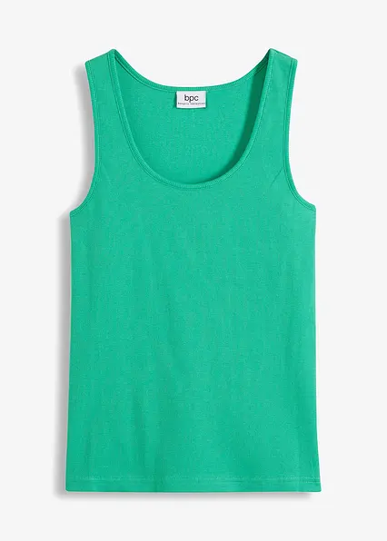 Ripp-Top aus reiner Bio-Baumwolle in grün von vorne - bonprix