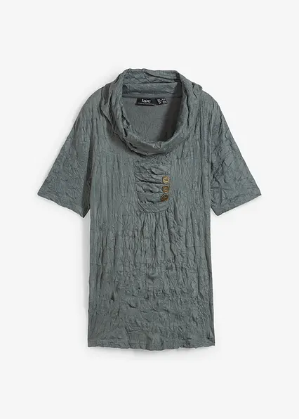 Crinkel-Shirt-Tunika, 1/2-Arm in grün von vorne - bonprix