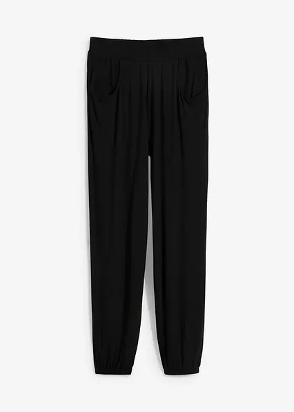 Jersey-Hose mit Bequembund in schwarz von vorne - bonprix