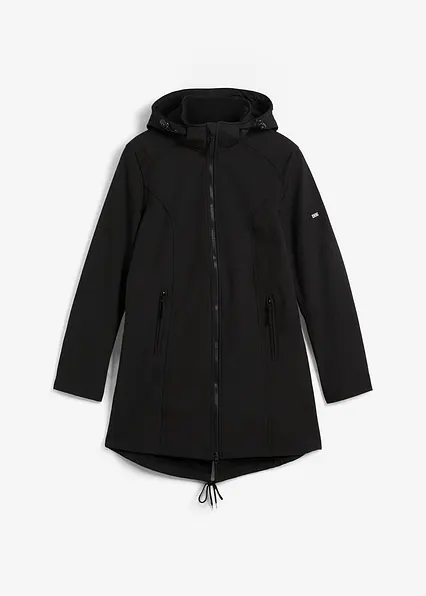 wasserabweisender Softshell-Parka in schwarz von vorne - bonprix