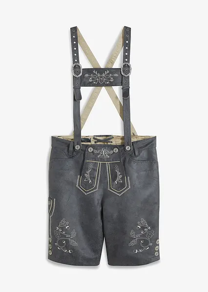 Regular Fit Trachten-Hose aus Lederimitat in grau von vorne - bonprix