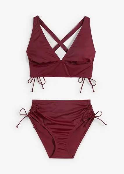Bustier-Bikini (2-tlg.Set) mit gekreutzten Trägern in rot von vorne - bonprix