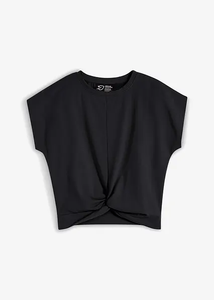 Kurzes T-Shirt aus reiner Bio-Baumwolle in schwarz von vorne - bonprix