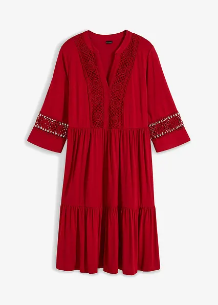 Tunika-Kleid aus softer Viskose in rot von vorne - bonprix