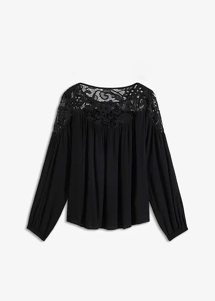 Tunika aus reiner Viskose in schwarz von vorne - bonprix