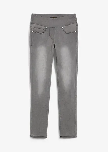 Straight-Jeans Mid Waist, Super Stretch mit Bequembund in grau von vorne - bonprix