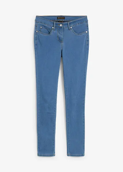 Slim-Fit-Jeans Mid Waist, Super Stretch in blau von vorne - bonprix