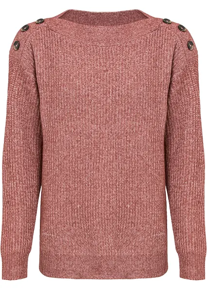 Pullover mit Knöpfen in rosa von vorne - bonprix