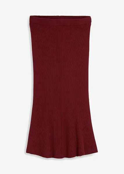 Ripp-Strickrock aus Viskose-Mix in rot von vorne - bonprix