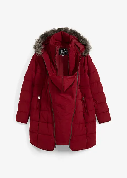 3-in-1 warm wattierte Umstands- und Tragejacke in rot von vorne - bonprix