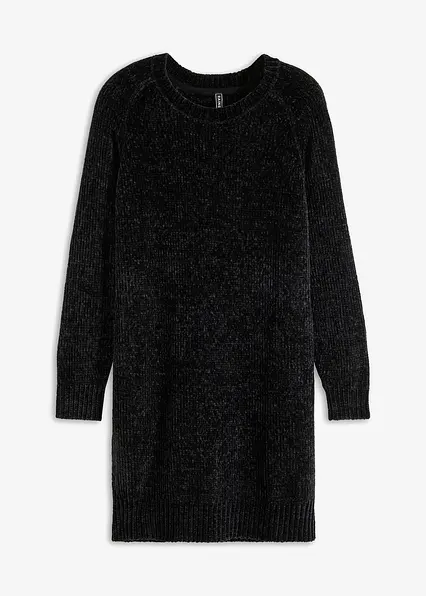Oversize-Kleid in Strick in schwarz von vorne - bonprix
