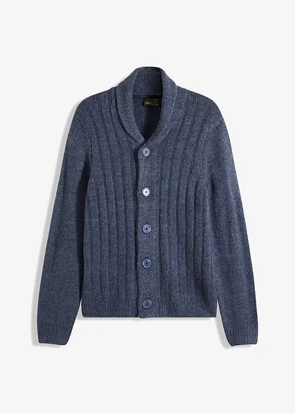 Strickjacke mit Rippenmuster in blau von vorne - bonprix