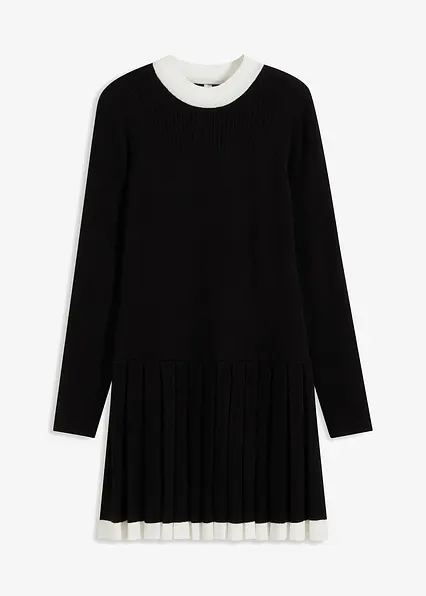 Strickkleid aus Viskose-Mix in schwarz von vorne - bonprix