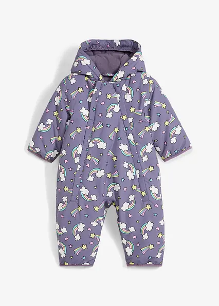 Baby Schneeoverall in lila von vorne - bonprix