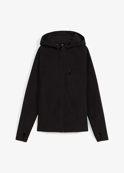Fleecejacke mit Taschen in schwarz von vorne - bonprix