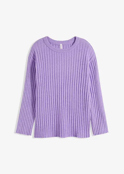 Gerippter Oversize-Pullover in lila von vorne - bonprix