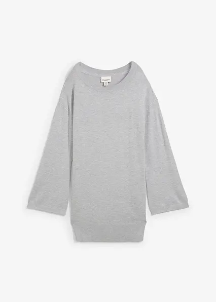Longpullover in grau von vorne - bonprix