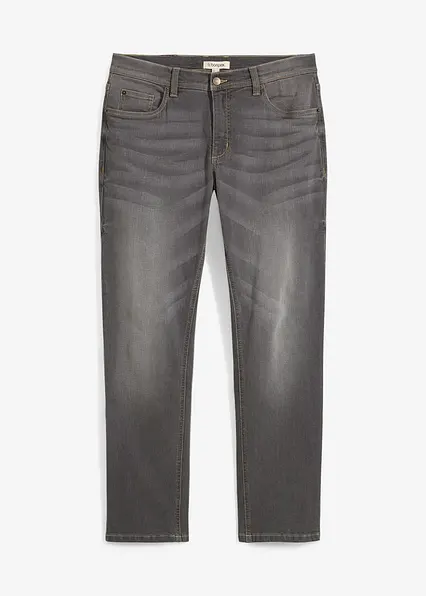Regular Fit Stretch-Jeans, Straight in grau von vorne - bonprix