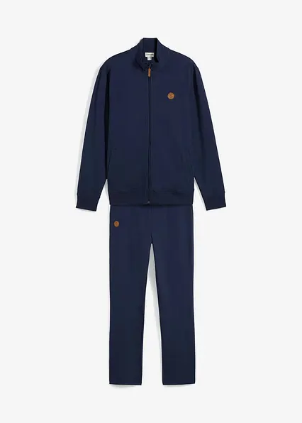 Jogginganzug aus reiner Bio-Baumwolle (2-tlg.Set) in blau von vorne - bonprix