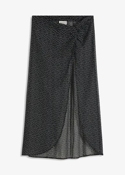 Chiffon Strand Pareo-Rock in schwarz von vorne - bonprix