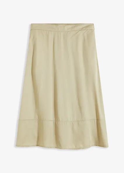 Lyocell Midirock mit Schlupfbund in grün von vorne - bonprix